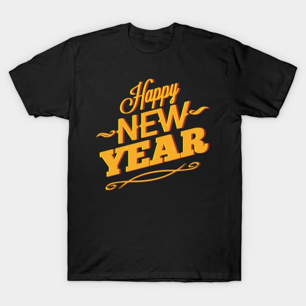 Happy new year T-Shirt by gold package